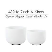 Load image into Gallery viewer, 432Hz 7inch+9inch Crystal Singing Bowls with Mallet COMBO in various notes
