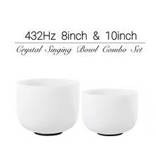 Load image into Gallery viewer, 432Hz 8inch+10inch Crystal Singing Bowls with Mallet COMBO in various notes
