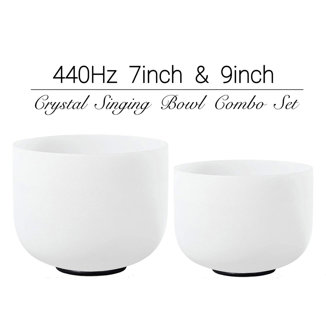 440Hz 7inch+9inch Crystal Singing Bowls with Mallet COMBO in various notes