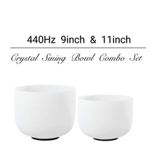 Load image into Gallery viewer, 440Hz 9inch+11inch E note Crystal Singing Bowls with Mallet COMBO in various notes
