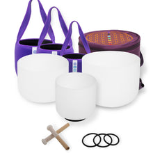 Load image into Gallery viewer, 8G+10E+12C Crystal Singing Bowls with Mallets and Bags COMBO in various frequency
