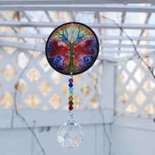 Load image into Gallery viewer, Suncatcher Crystal Prism Metal Tree of Life Charm Chakra Energy Healing
