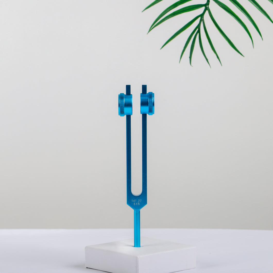 Metal Tuning Fork THROAT Chakra 141.27Hz Blue Color