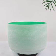 Load image into Gallery viewer, 10 Inch Perfect Pitch F note HEART Chakra Green Classic Frosted Crystal Singing Bowl
