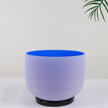 Load image into Gallery viewer, 10 Inch Perfect Pitch A note THIRD EYE Chakra Indigo Classic Frosted Crystal Singing Bowl
