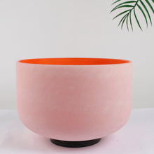 Load image into Gallery viewer, 10 Inch Perfect Pitch D note SACRAL Chakra Orange Classic Frosted Crystal Singing Bowl
