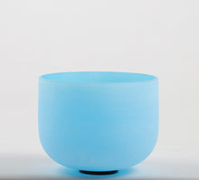 Load image into Gallery viewer, 10 Inch Perfect Pitch G note THROAT Chakra Blue Classic Frosted Crystal Singing Bowl
