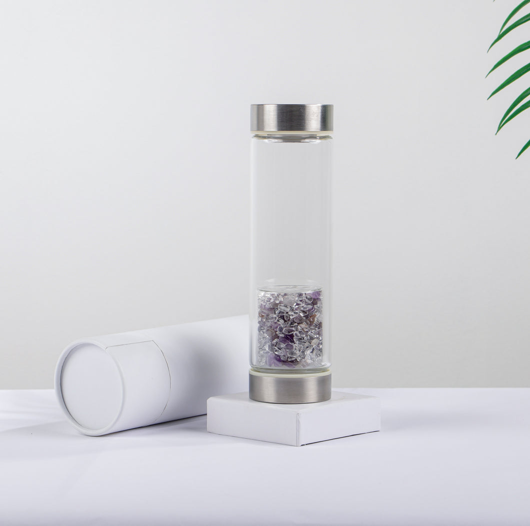 Glass water bottles with Gems Stones